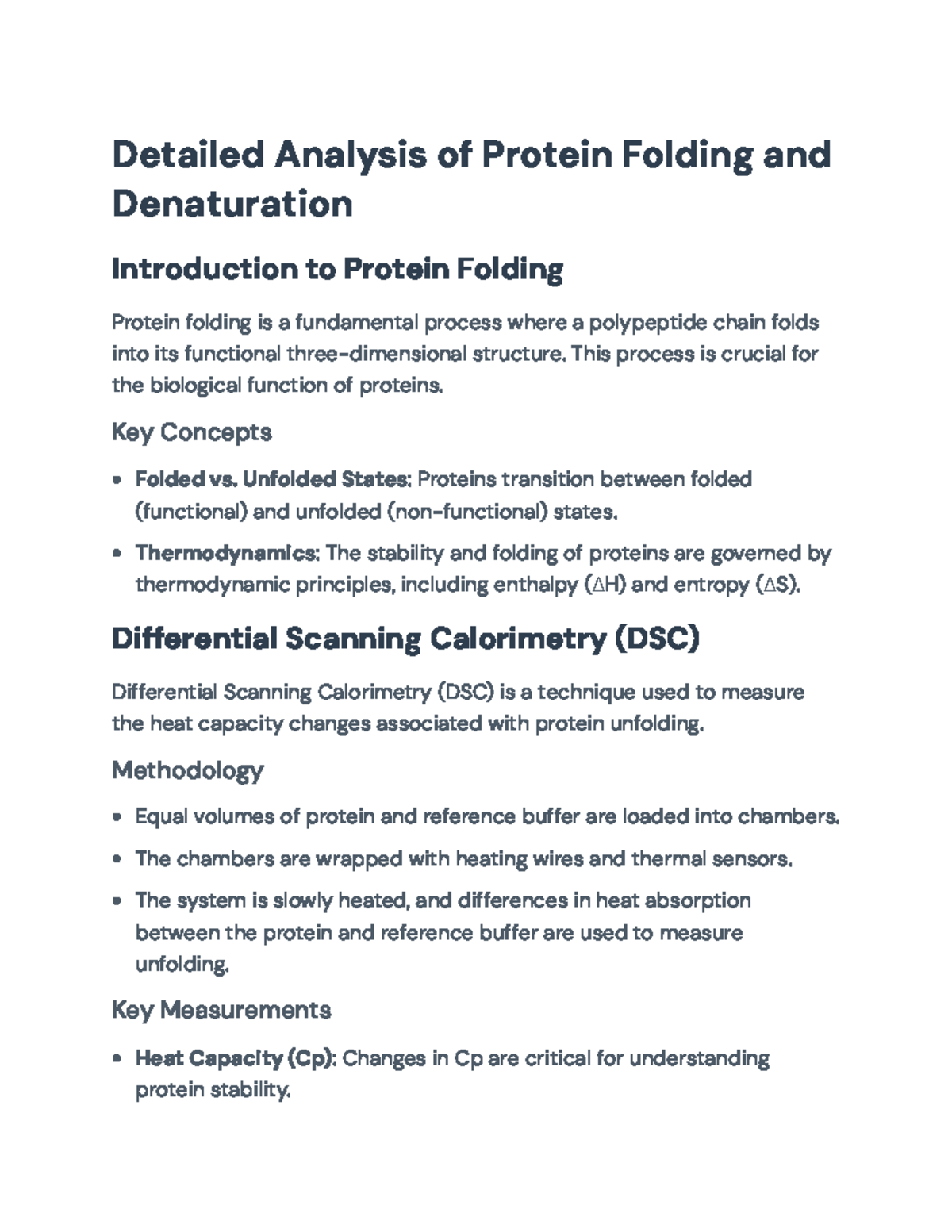 Final Exam Study Notes: Protein Folding and Denaturation Analysis ...