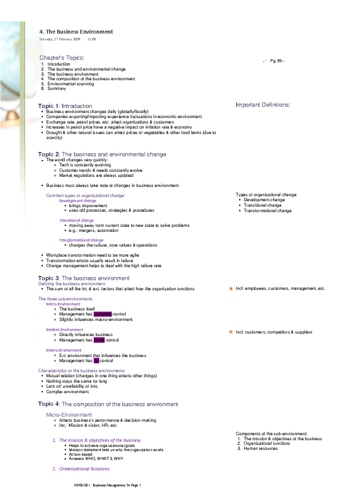 MNB1501 - Business Management IA: Understanding the Business ...