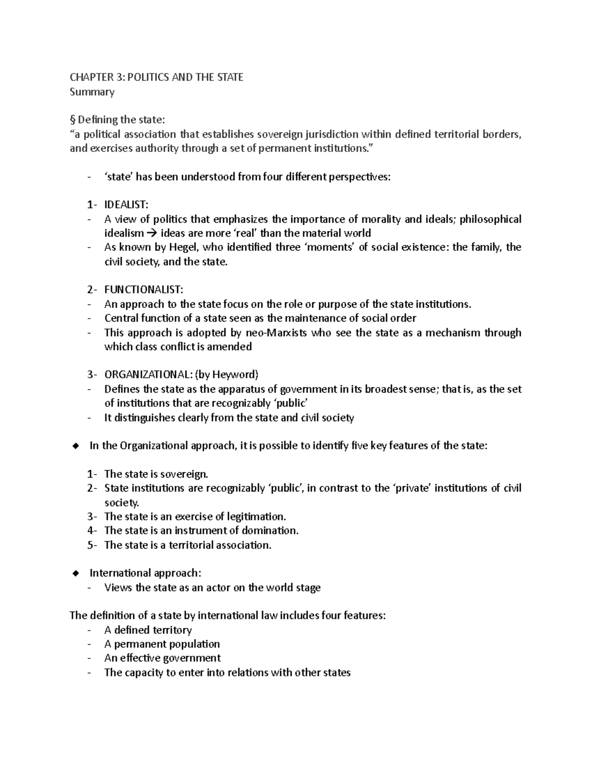 Pspa 101 - Chapter 3 Summary: Understanding the State by Andrew Heywood ...