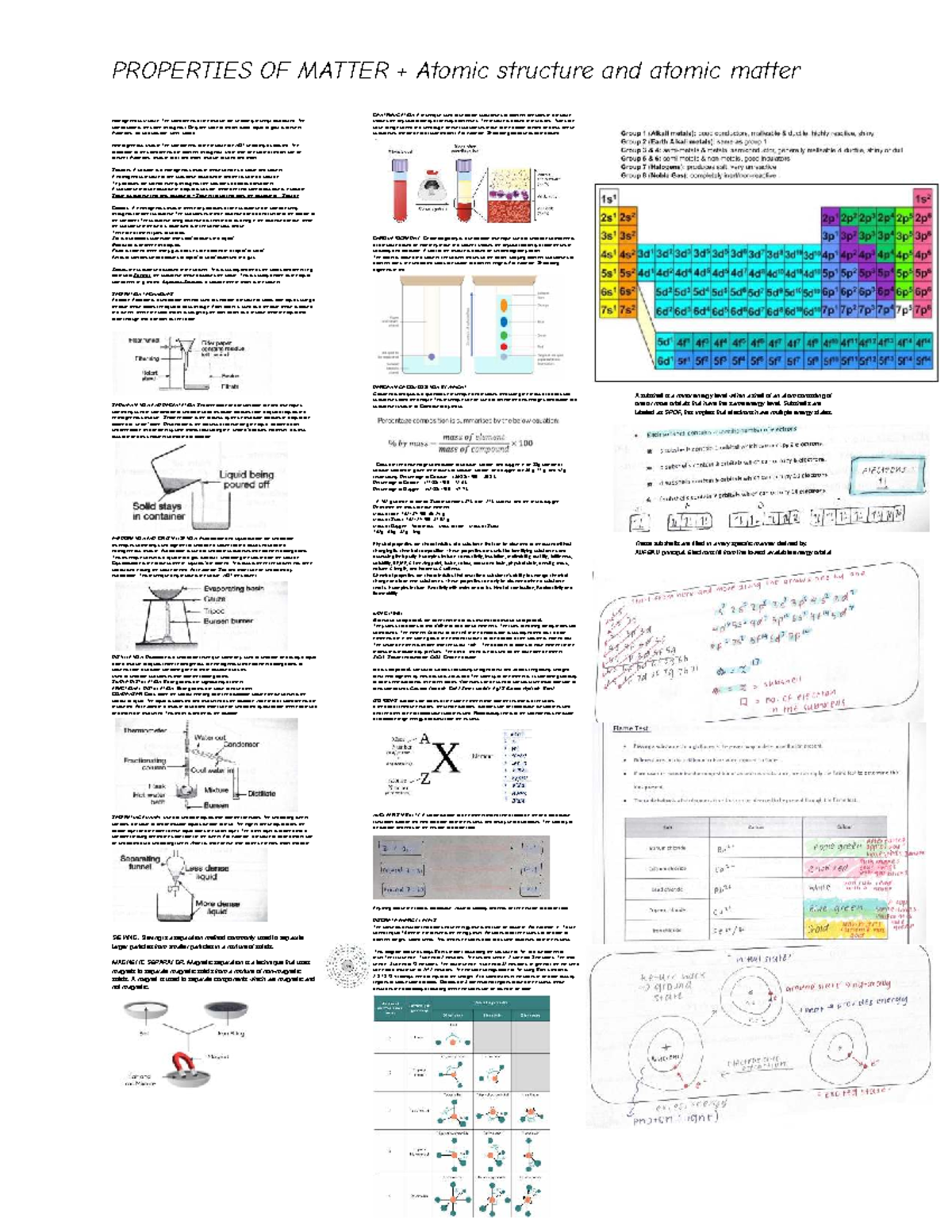 Chemistry Notes: Properties of Matter and Separation Techniques - Studocu