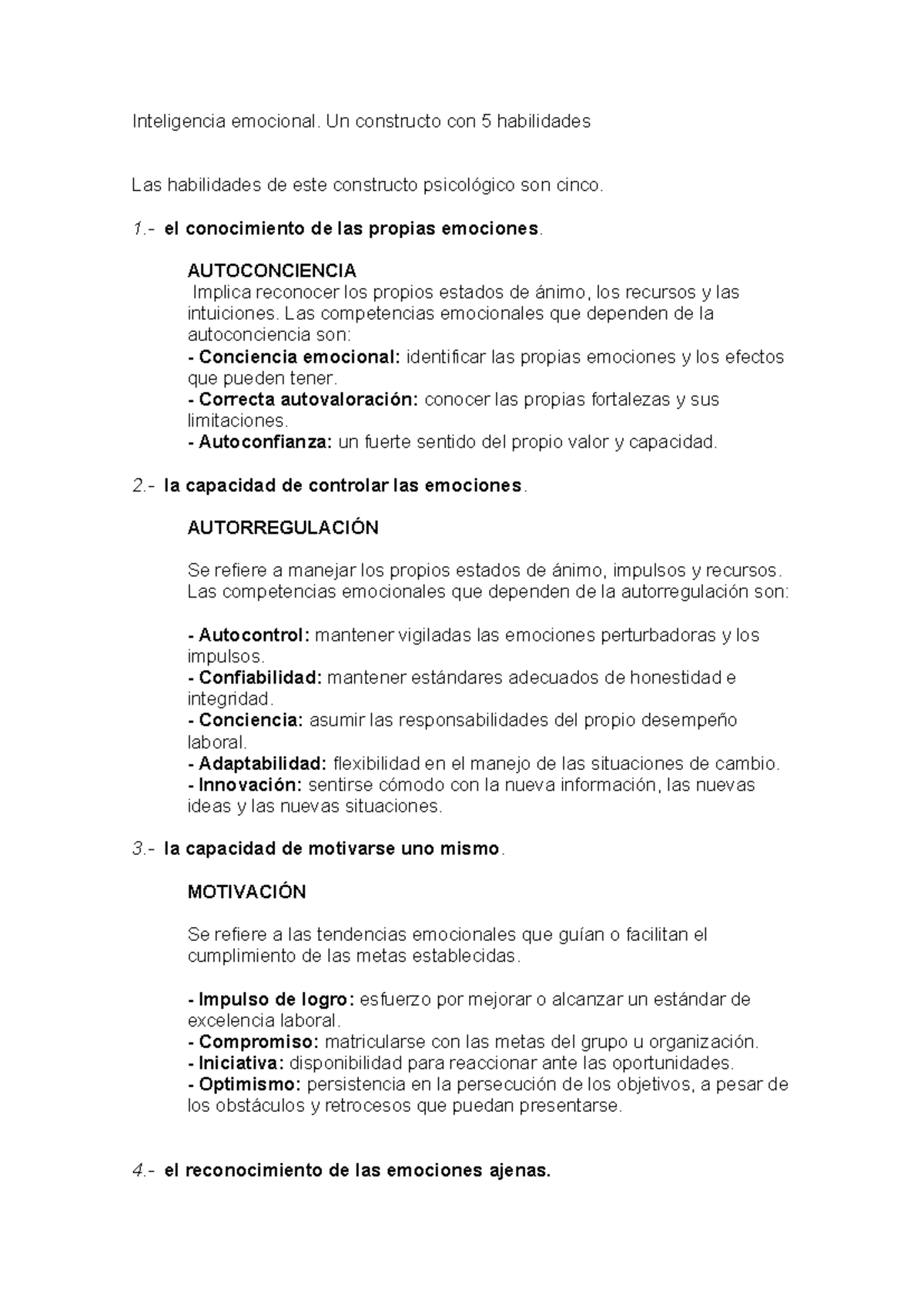 Inteligencia emocional. Un constructo con 5 habilidades - Inteligencia ...