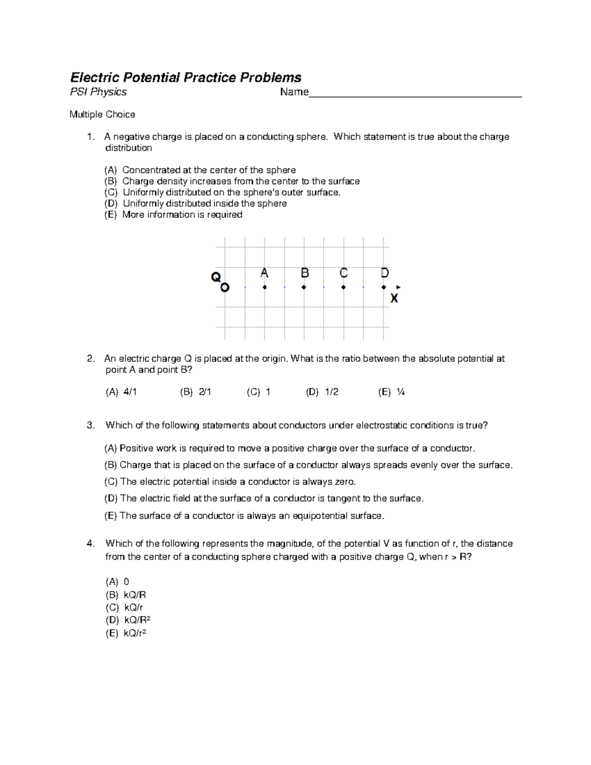 Electric potential practice problems 2 2015 02 28 - Electric Potential ...