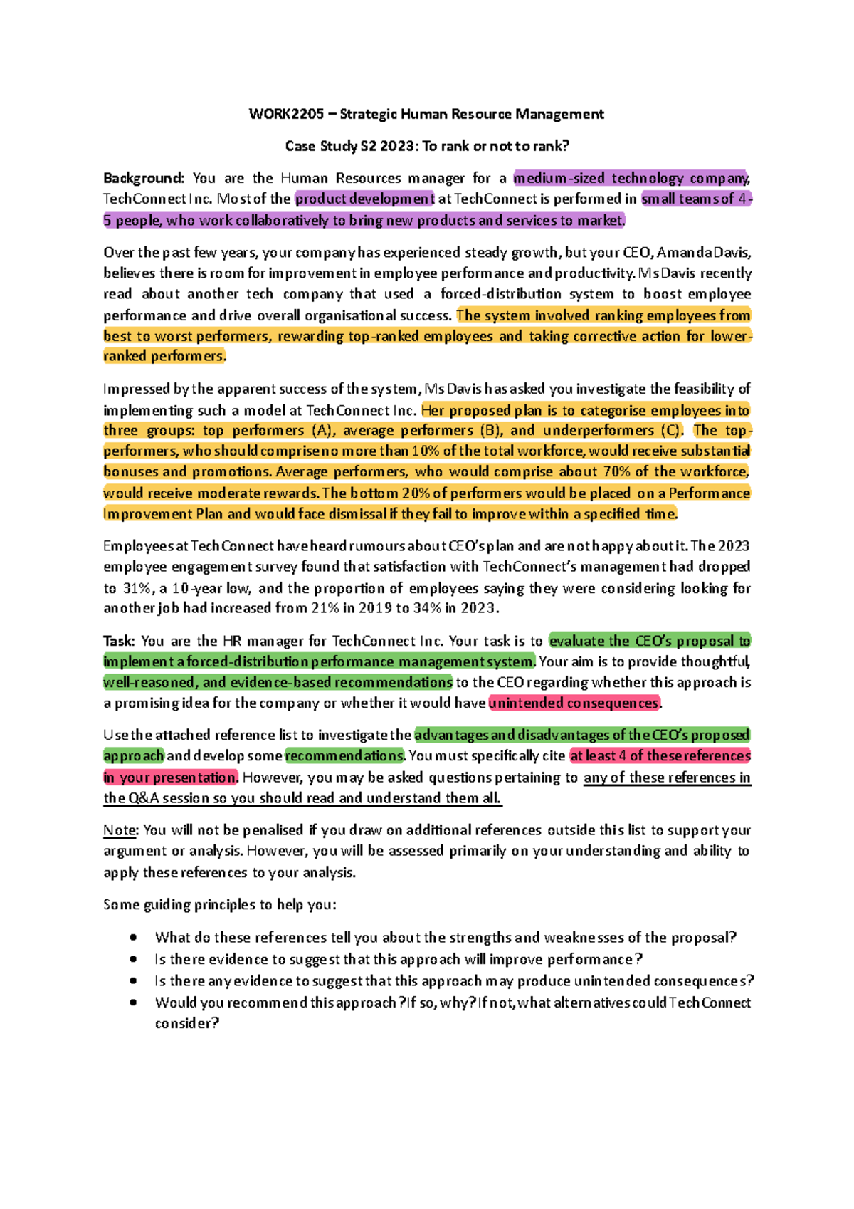 Case Study Description - WORK2205 – Strategic Human Resource Management ...
