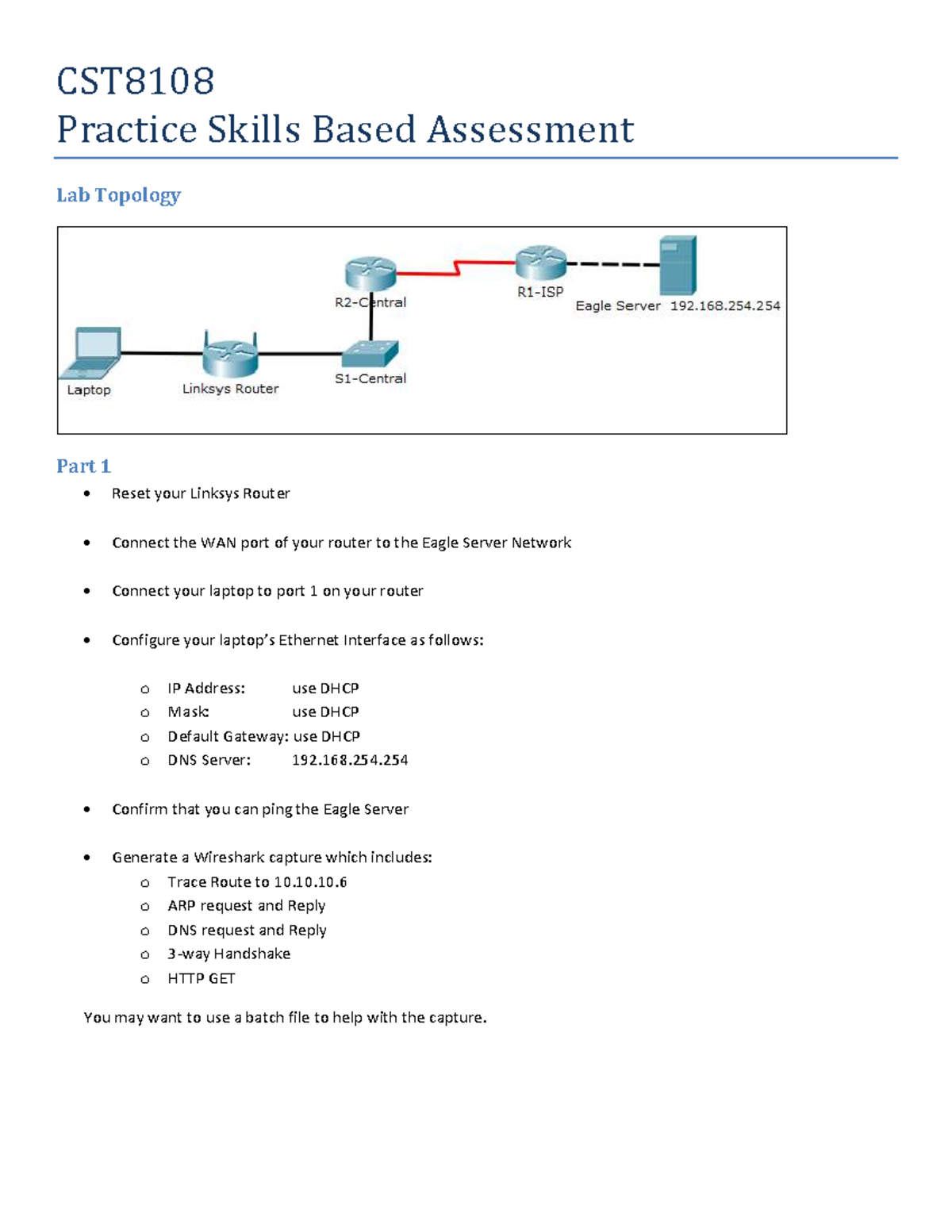 CST810 Practice Skills Based Assessment on Router Configuration - Studocu