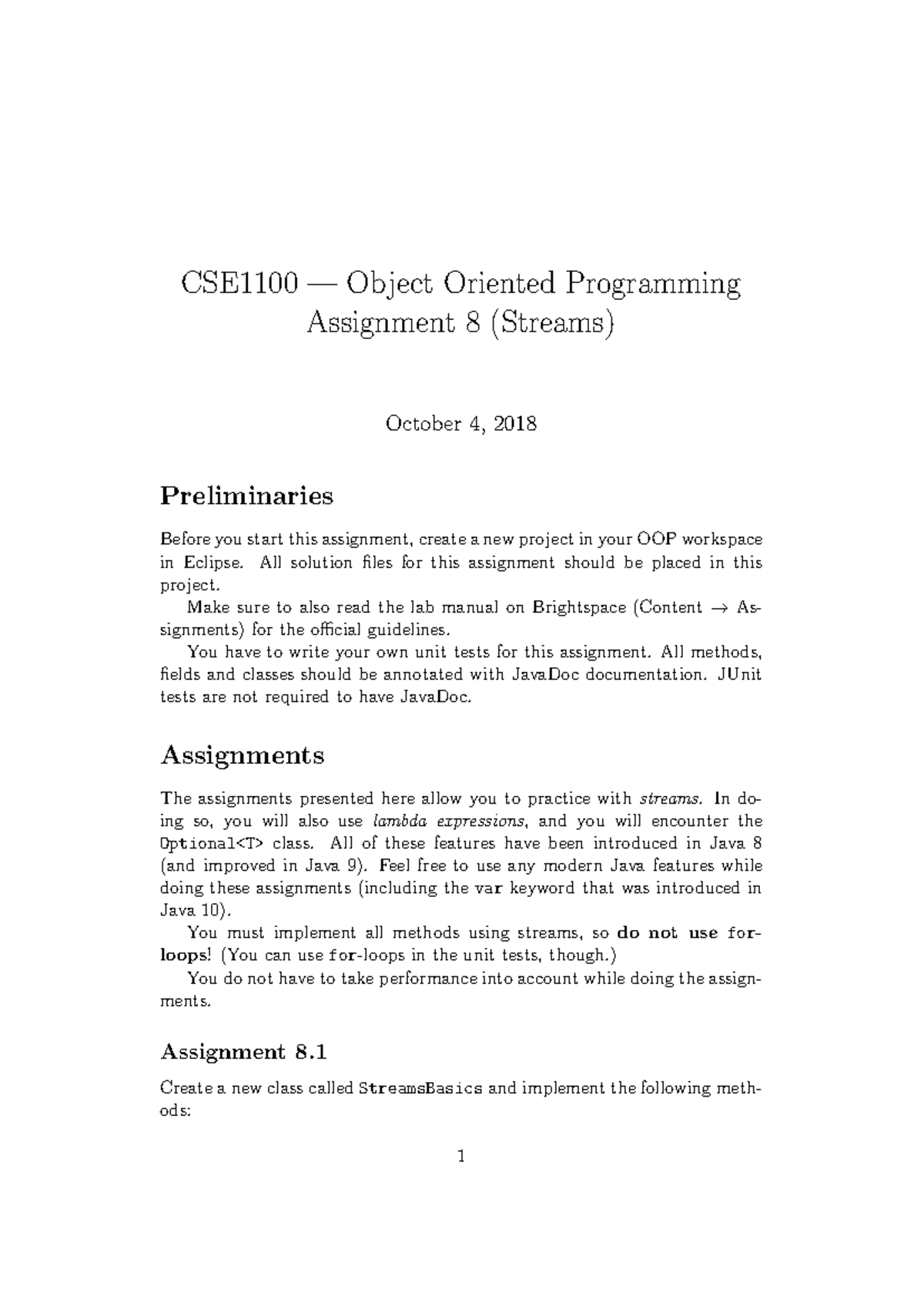 CSE1100 - Assignment 8: Streams in Object Oriented Programming ...