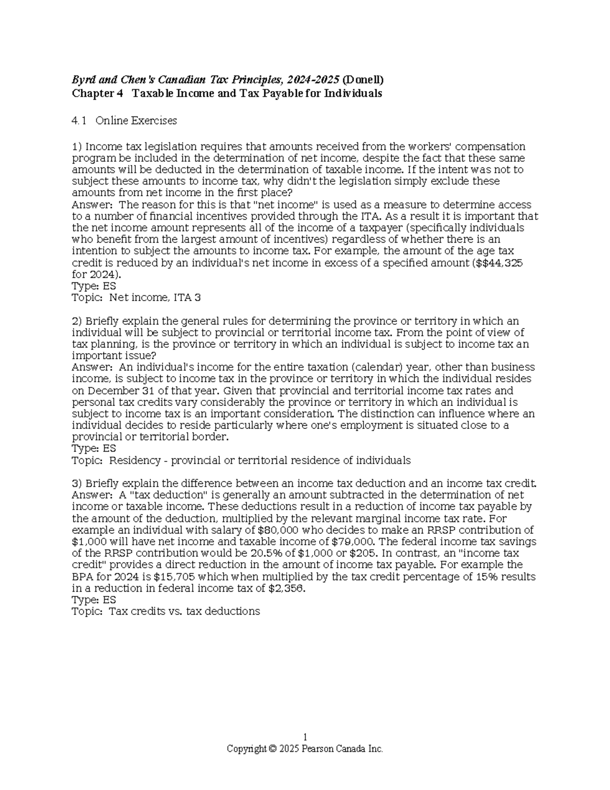Donell Byrdchen CTP 2024-25 Chapter 4: Taxable Income & Payable - Studocu