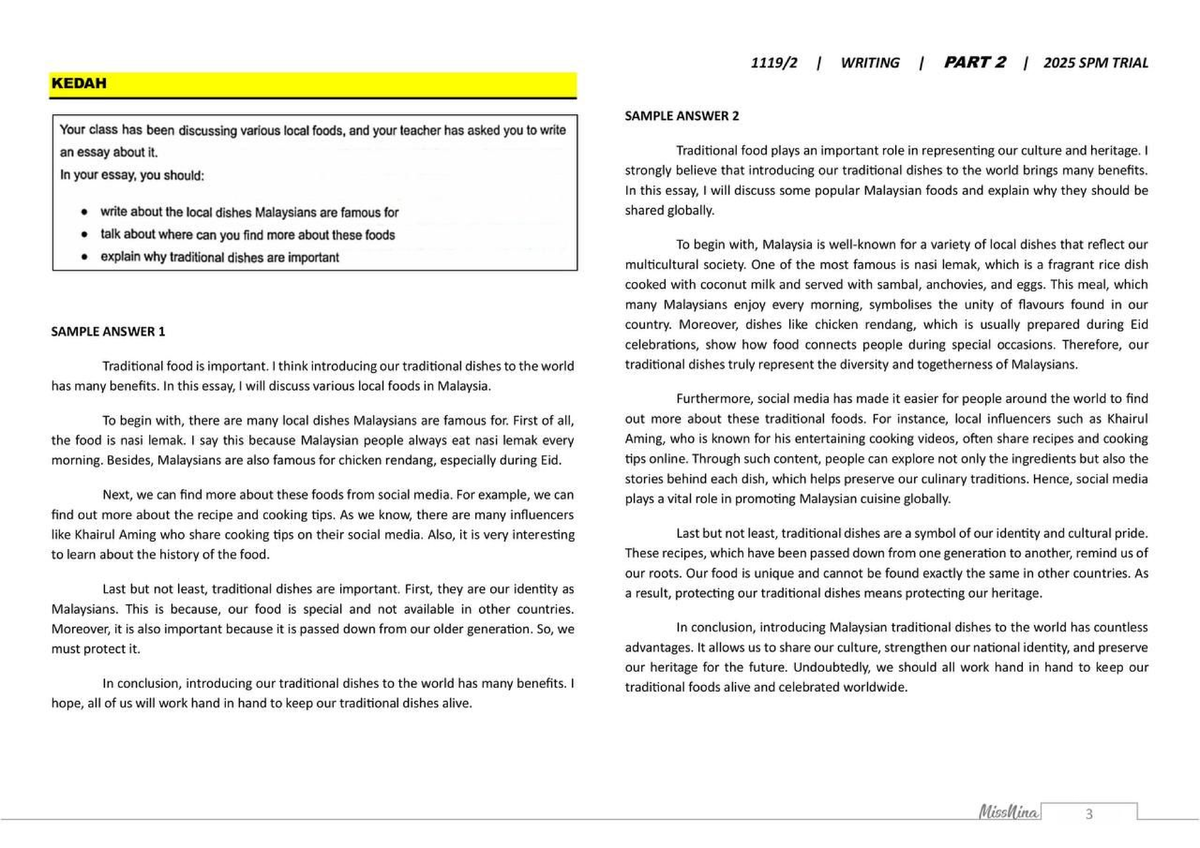 Sample Essay PART 2 Kedah BI Trial 2025 - Copy - Your class has been ...