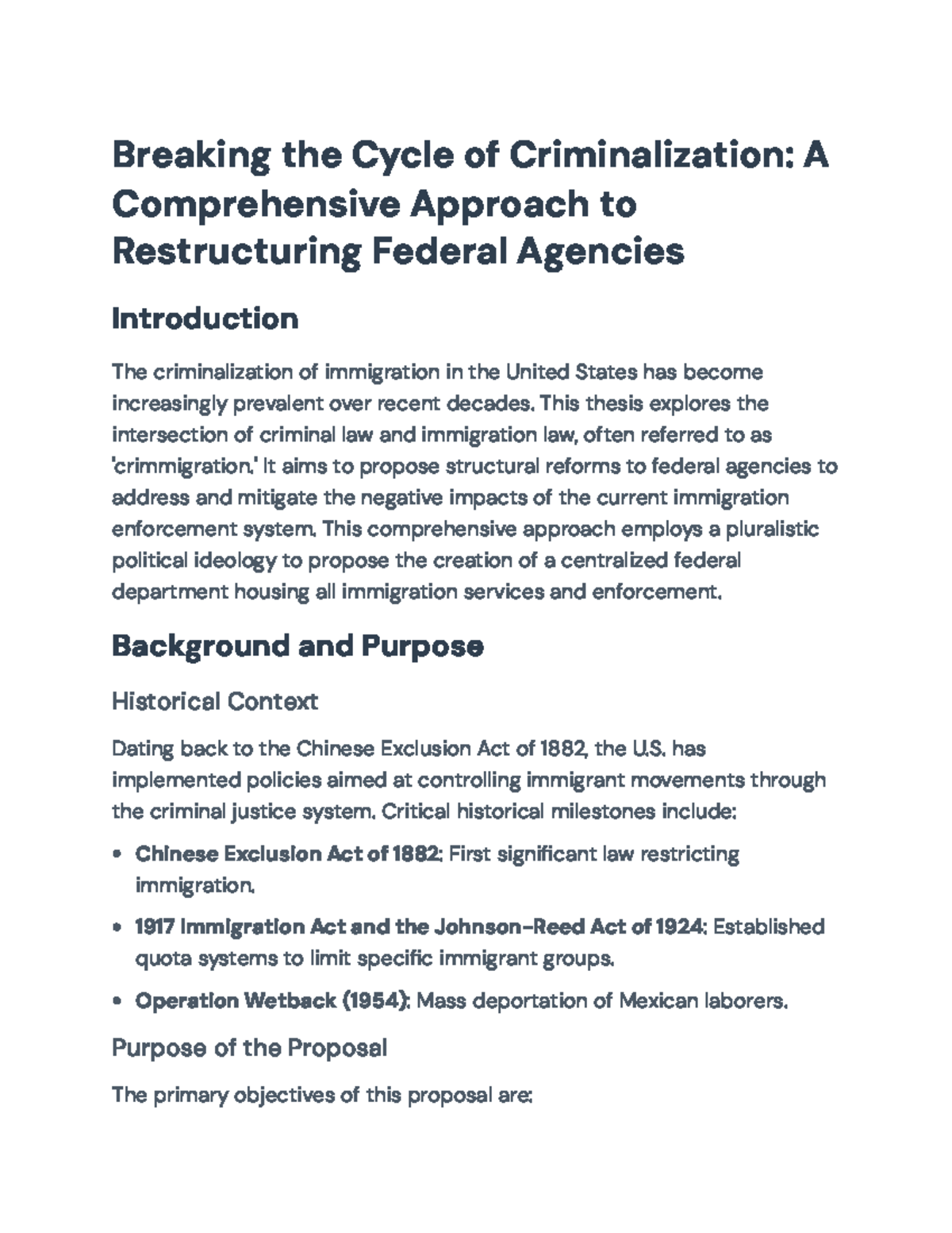 Breaking the Cycle of 'Crimmigration': A Proposal for Reform (POL 101 ...