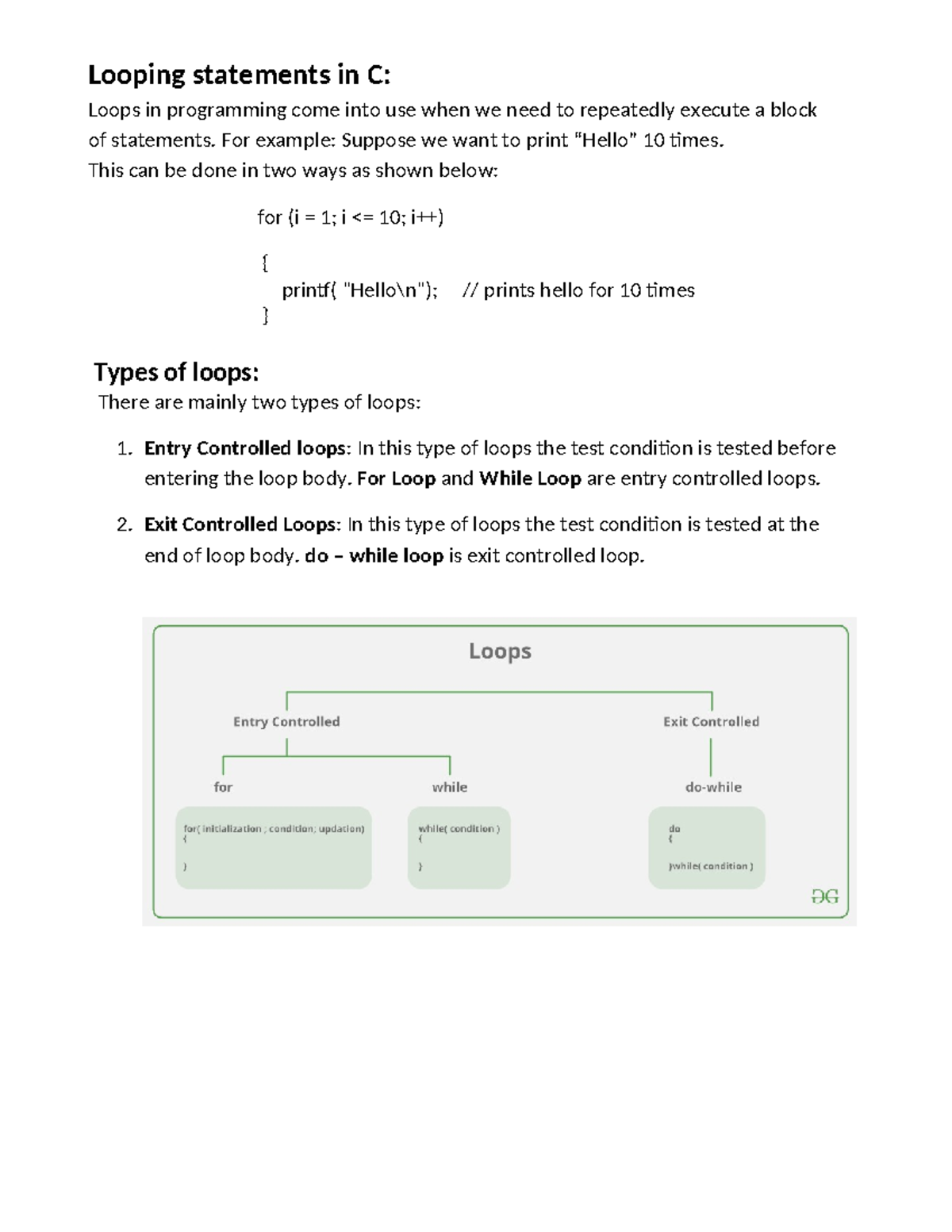 C Programming: Looping Statements Overview (Course Code: 463494509 ...