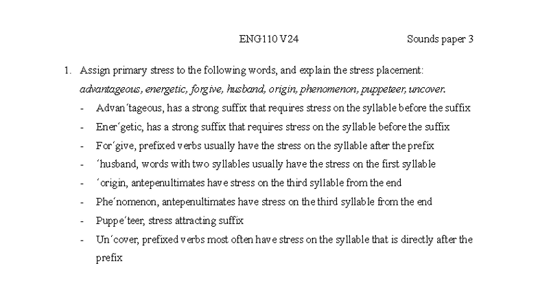 ENG110 V24 Sounds Paper 3: Stress and Intonation Analysis - Studocu