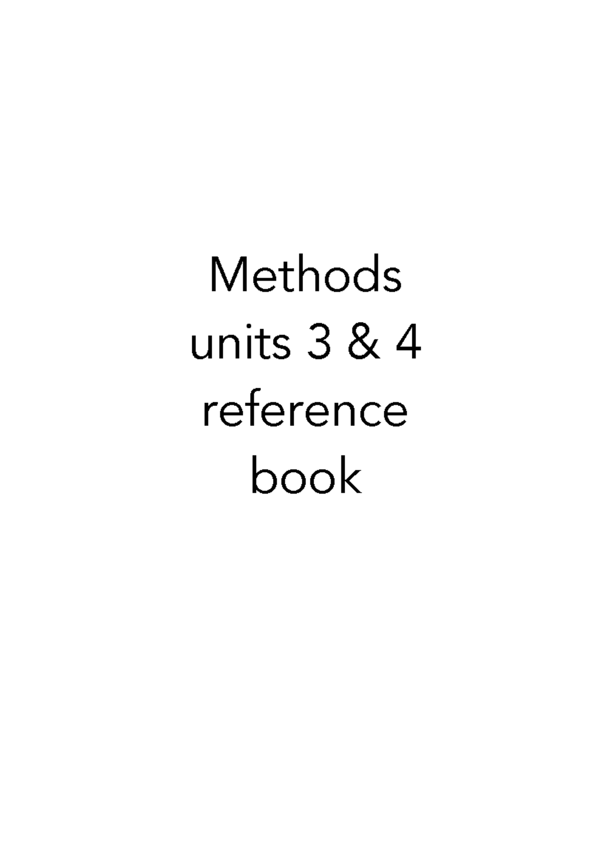 Mathematics Method Notes for Units 3 & 4: Functions and Graphs - Studocu