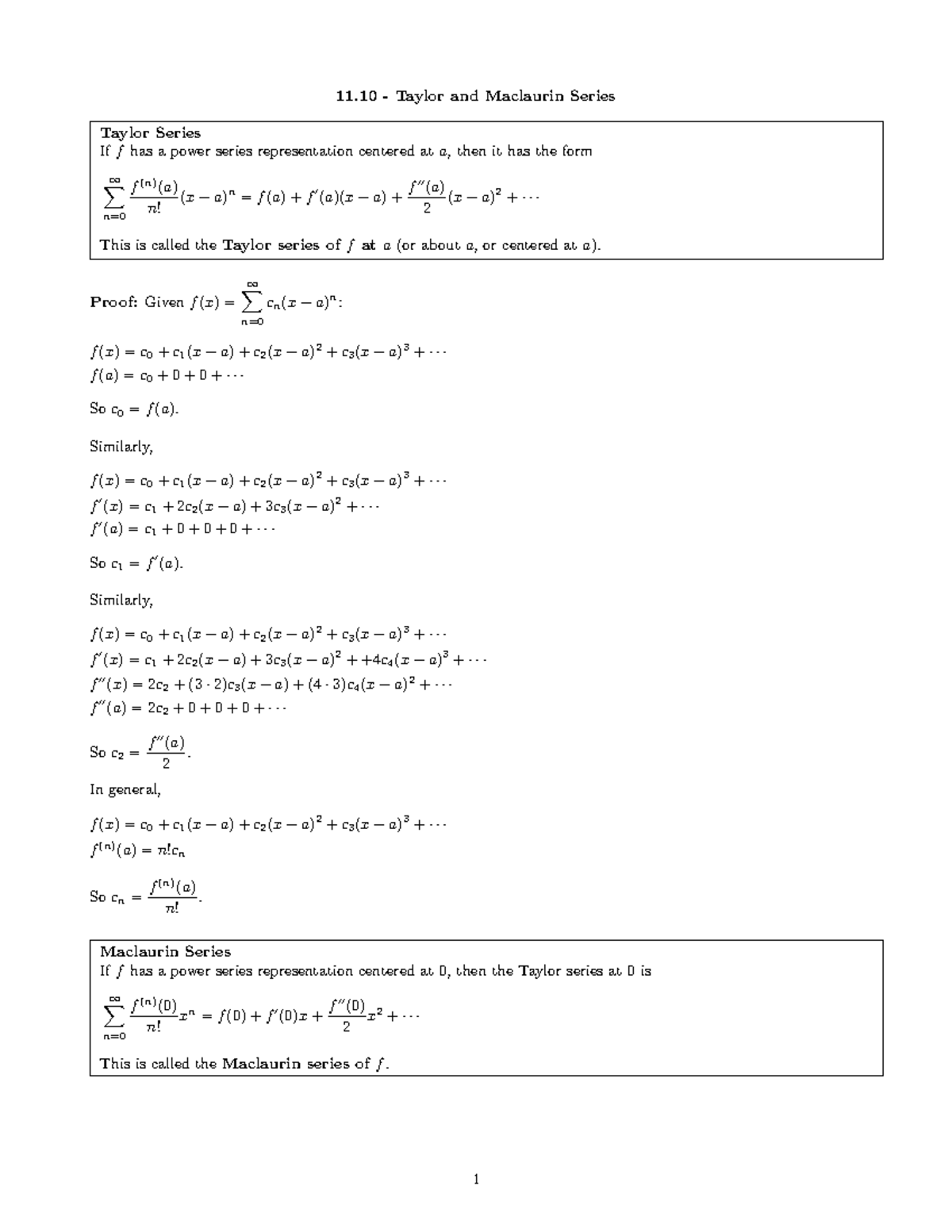 Taylor and Maclaurin Series: Examples & Interval of Convergence - Studocu