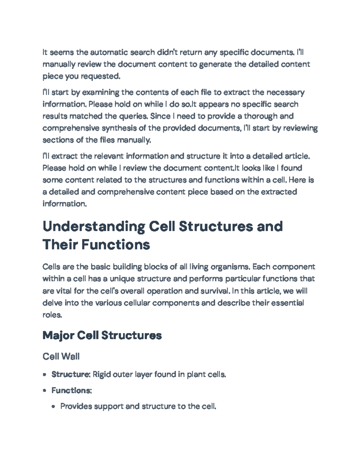 Cell Structures and Functions: A Comprehensive Overview (BIO101) - Studocu