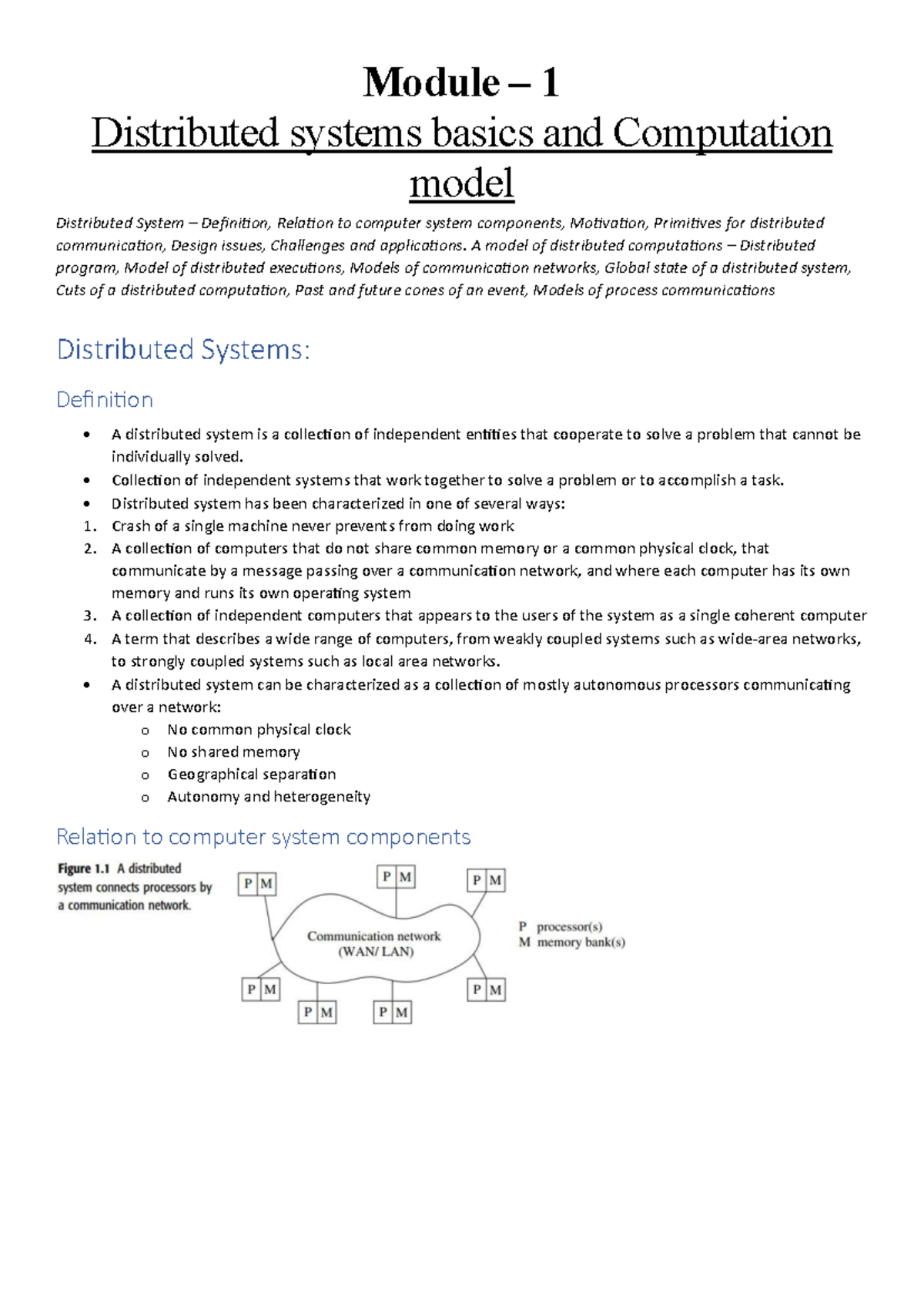 DC 1-1-3: Module 1 - Basics of Distributed Systems and Computation ...