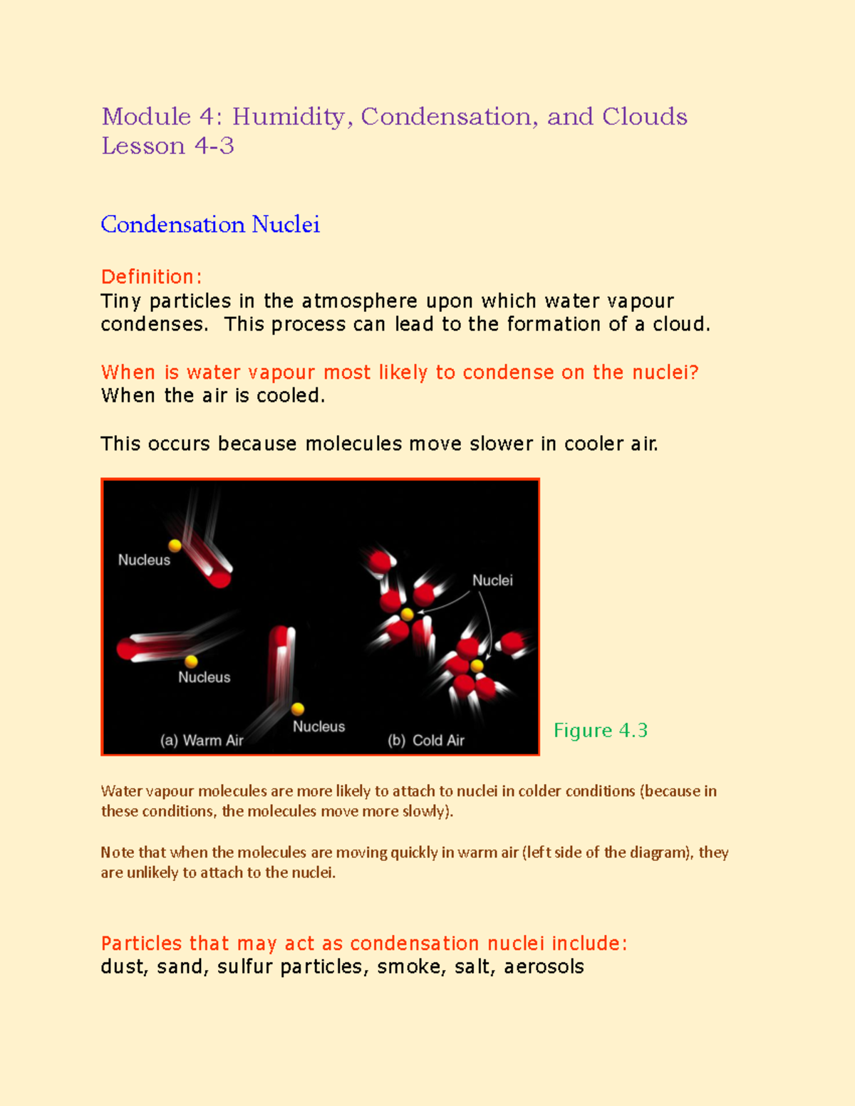 Module 4: Humidity, Condensation, and Clouds Lesson 4-3 Notes - Studocu