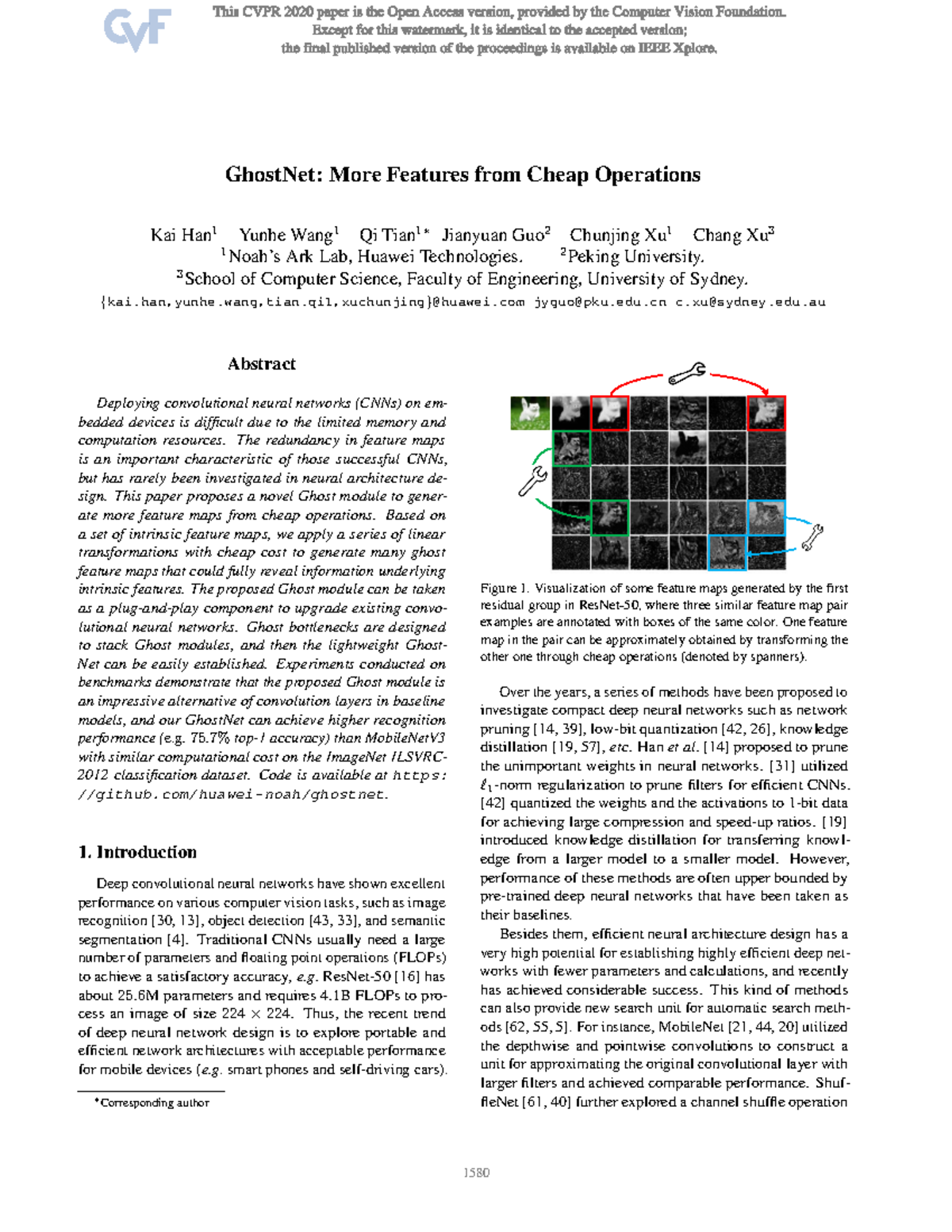 Ghost Net paper - GhostNet: More Features from Cheap Operations Kai Han ...