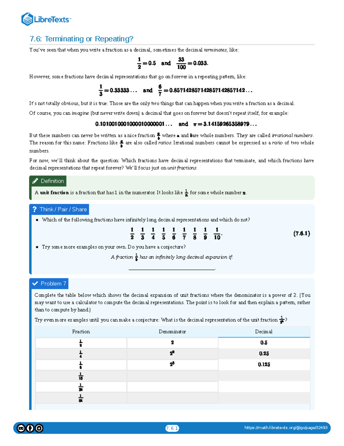 7.6: Understanding Terminating vs. Repeating Decimals - Studocu