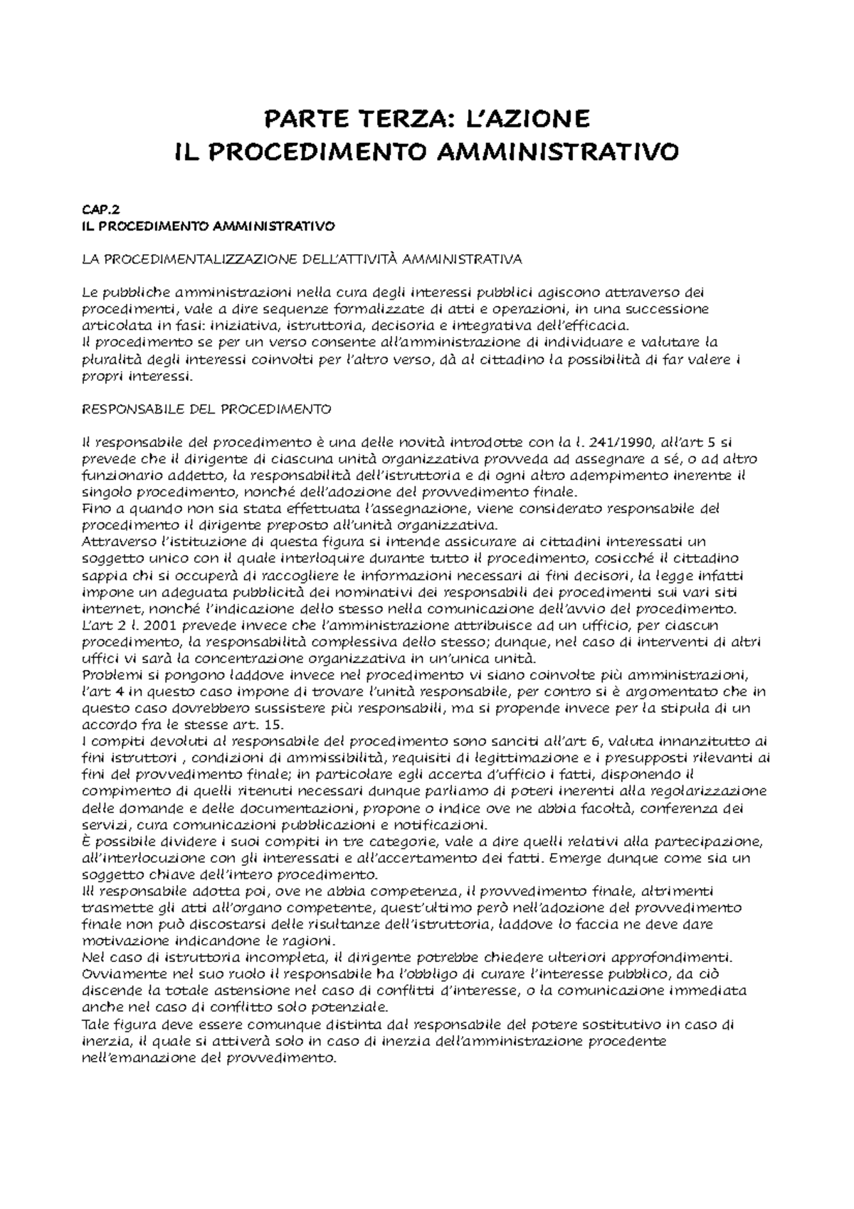 Diritto amministrativo: cap. 2 e 3 - Procedimento e provvedimenti ...