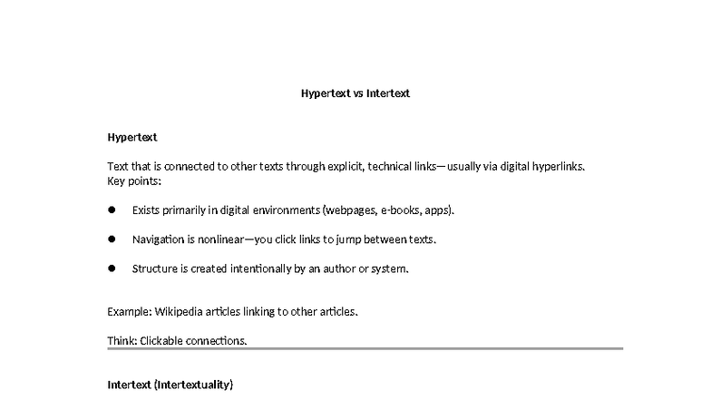 Hypertext vs Intertext: A Comparative Study in Digital Media Theory ...