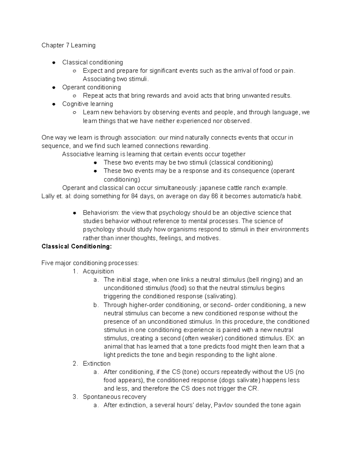 Chpt 7 learning textbook notes - Chapter 7 Learning Classical ...