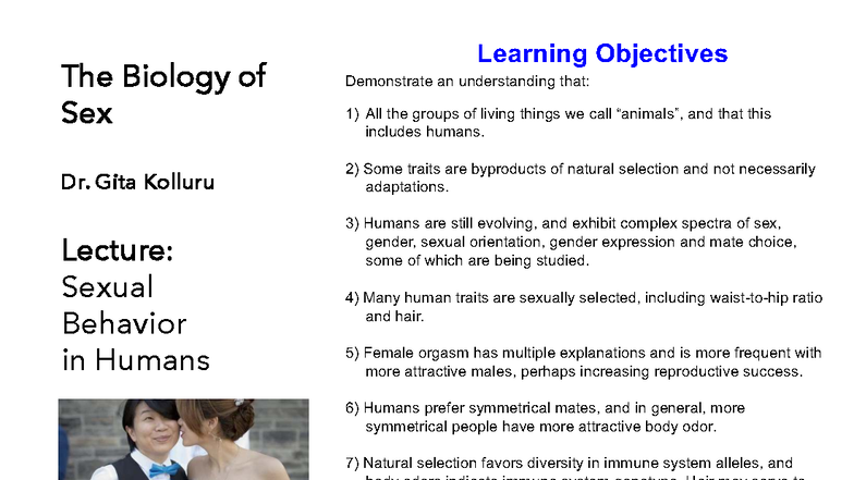 Lecture 16: Understanding Human Sexual Behavior in Biology - Studocu
