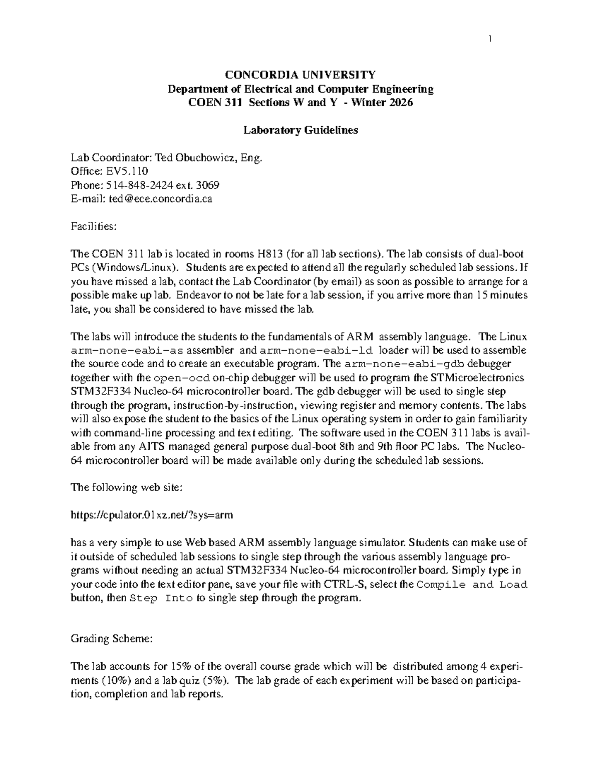 COEN 311 Winter 2026 Laboratory Guidelines and Expectations - Studocu