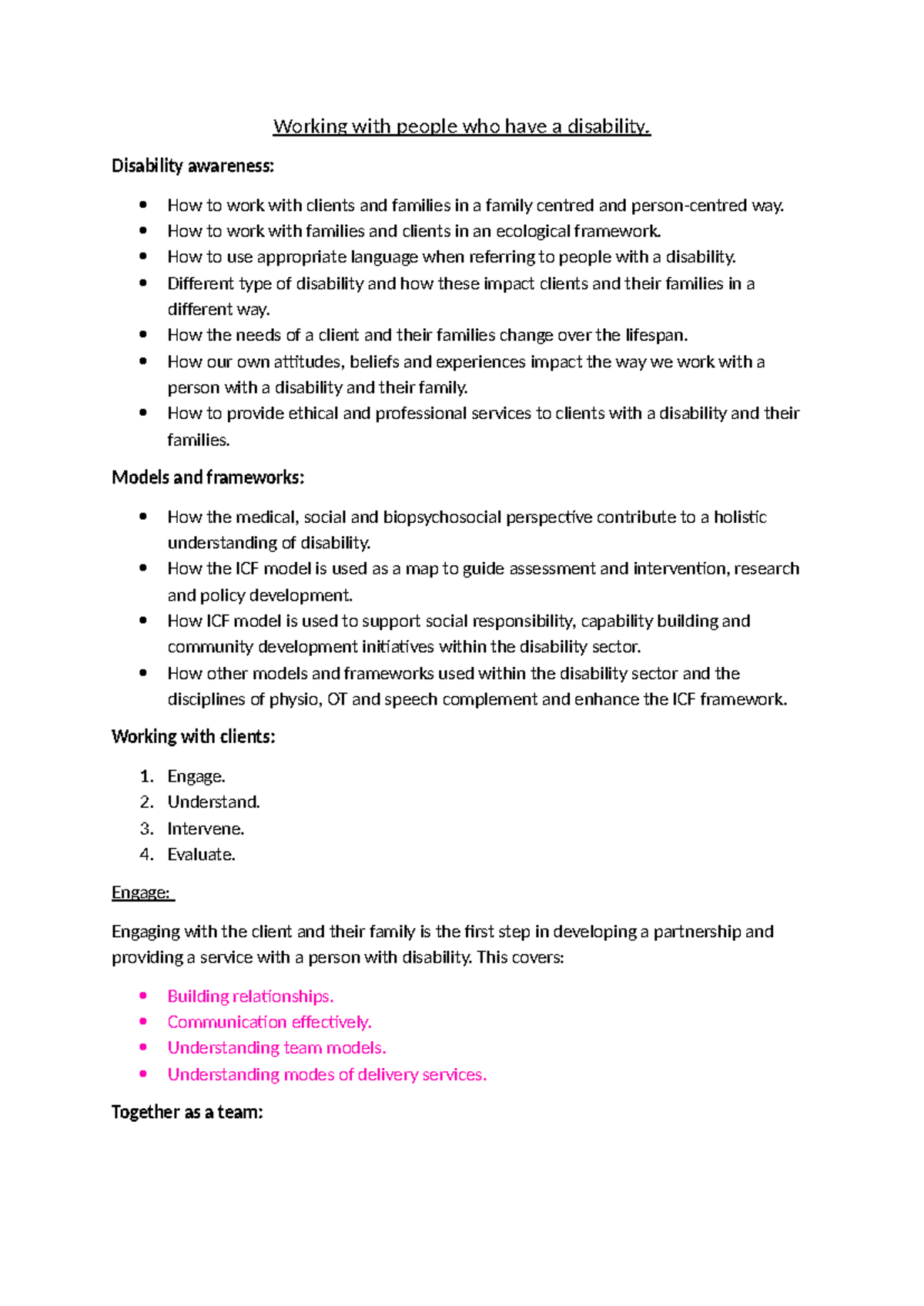 Working with Individuals with Disabilities: A Comprehensive Guide - Studocu