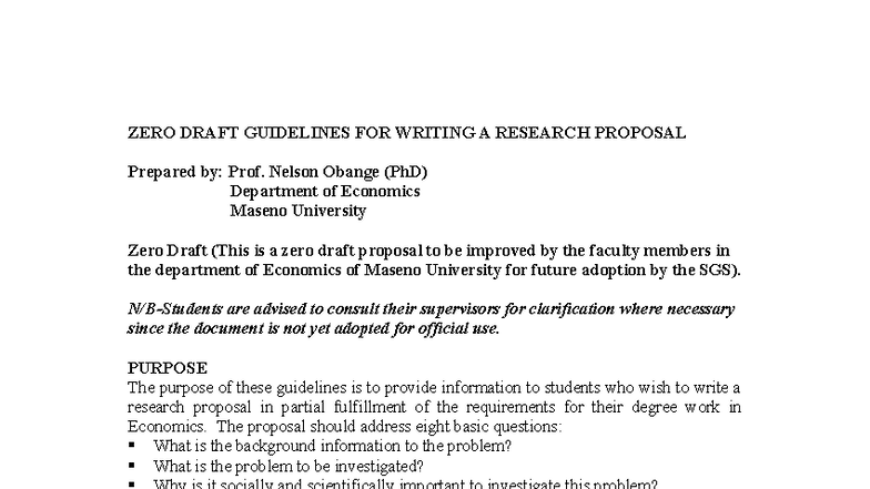 Research Proposal Writing Guidelines for ECO 101 - Studocu