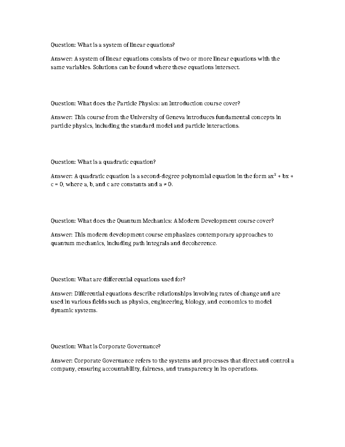 Linear Equations & Key Concepts in Physics and Mathematics - Studocu