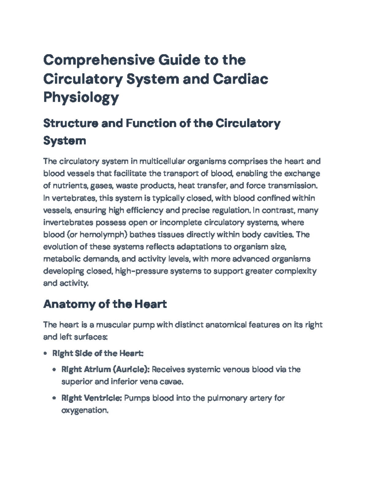 Comprehensive Guide to Circulatory System & Cardiac Physiology (BIO 101 ...