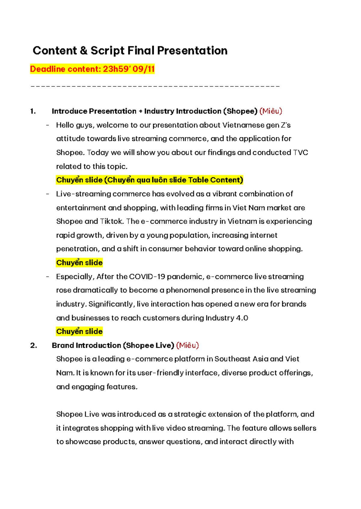 Script for Final Presentation on Vietnamese Gen Z & Shopee (Course Code ...