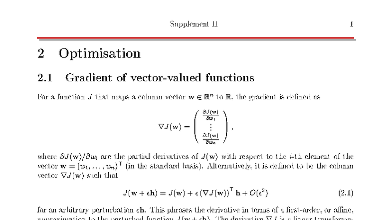 Assignment 02: Supplement II on Optimisation and Gradients - Studocu
