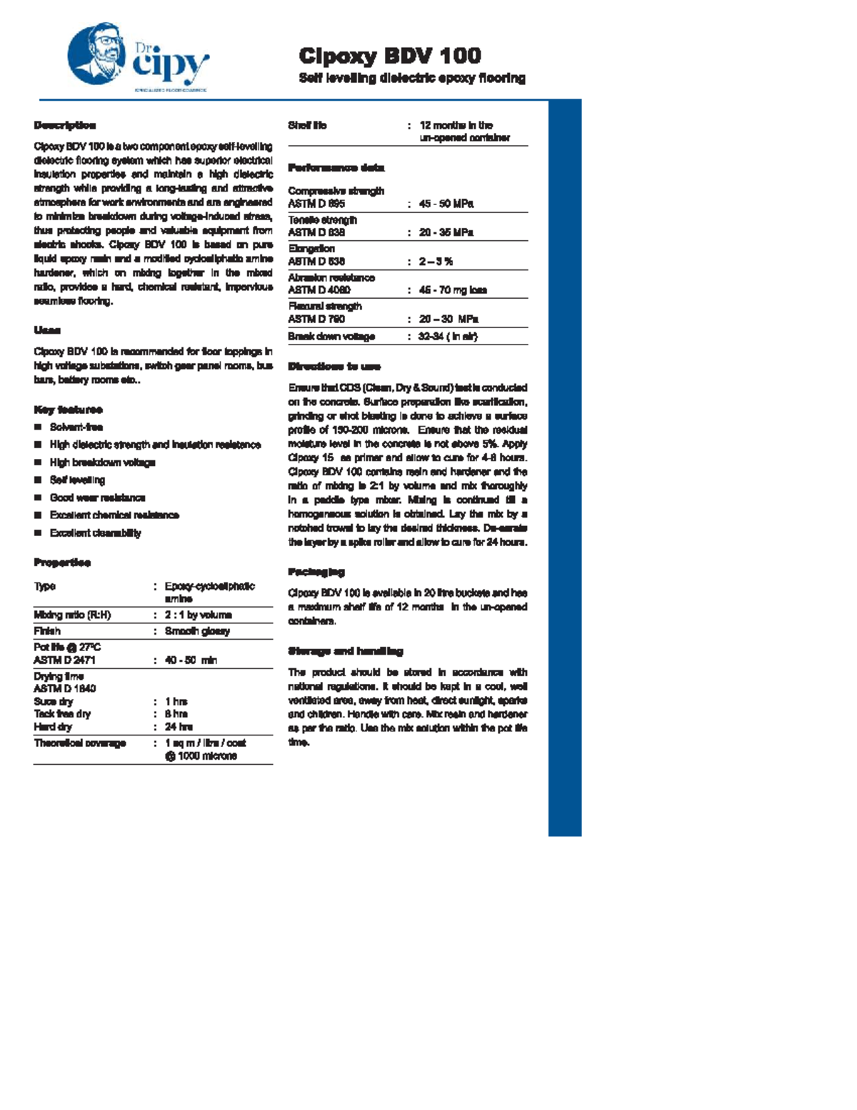 Cipoxy BDV 100 - Specialized Dielectric Epoxy Flooring Guide - Studocu