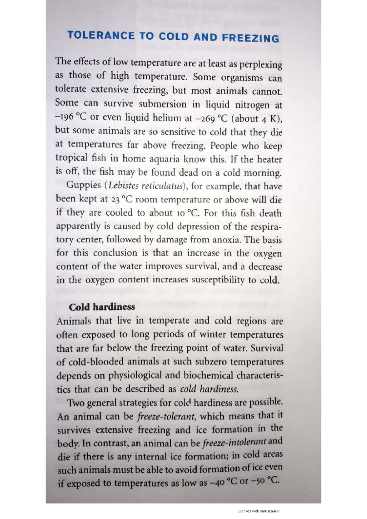Cold Tolerance and Freezing Mechanisms in Organisms: A Study - Studocu