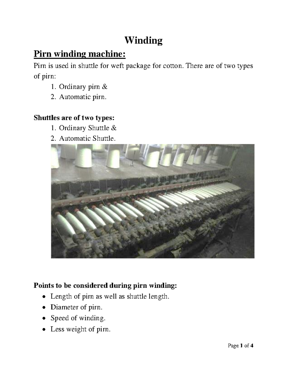 Cone and Cop Winding Machine Overview: Types & Features - Studocu