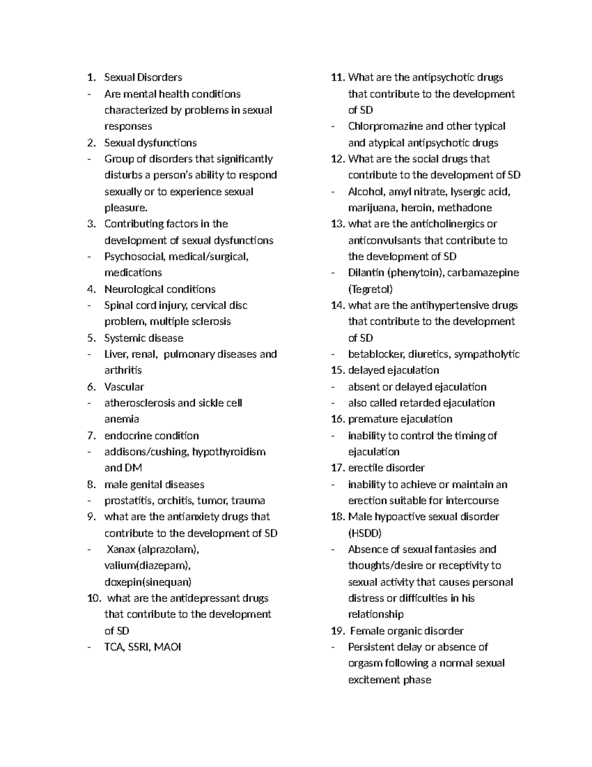 Sexual Disorders Overview: Key Concepts and Management Strategies - Studocu