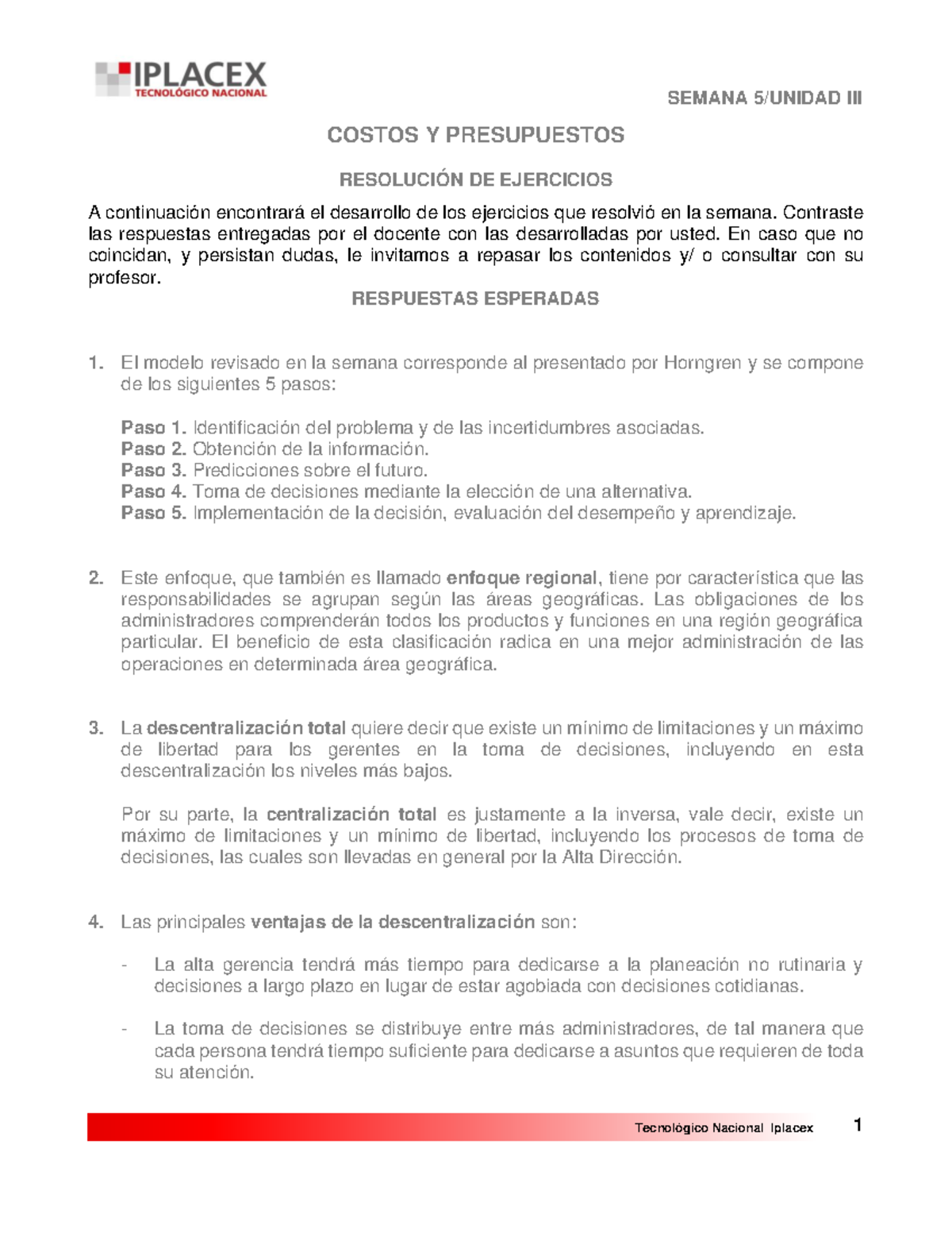 SEMANA 5: COSTOS Y PRESUPUESTOS - RESOLUCIÓN DE EJERCICIOS - Studocu