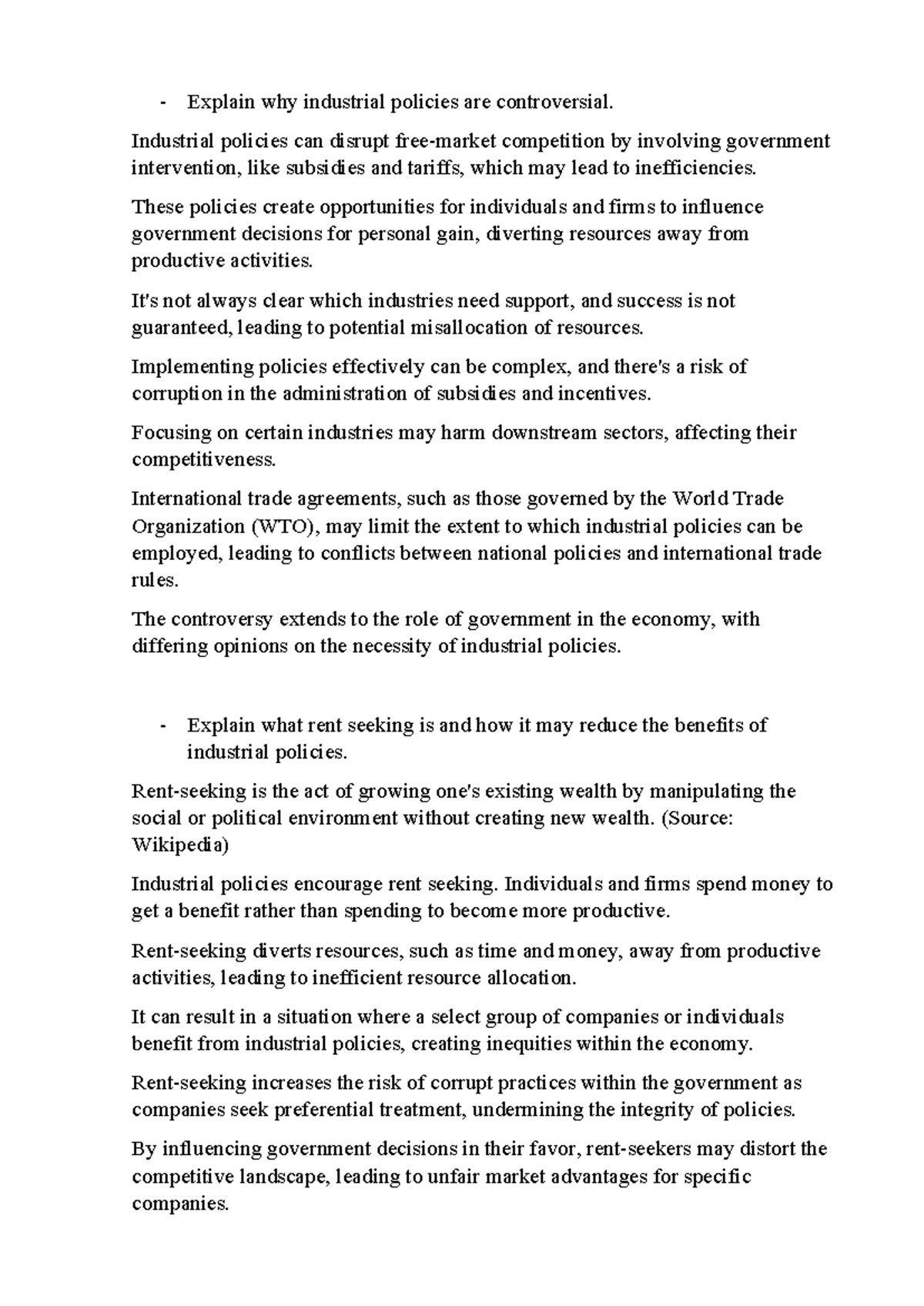 Eco - Economic - Explain why industrial policies are controversial ...