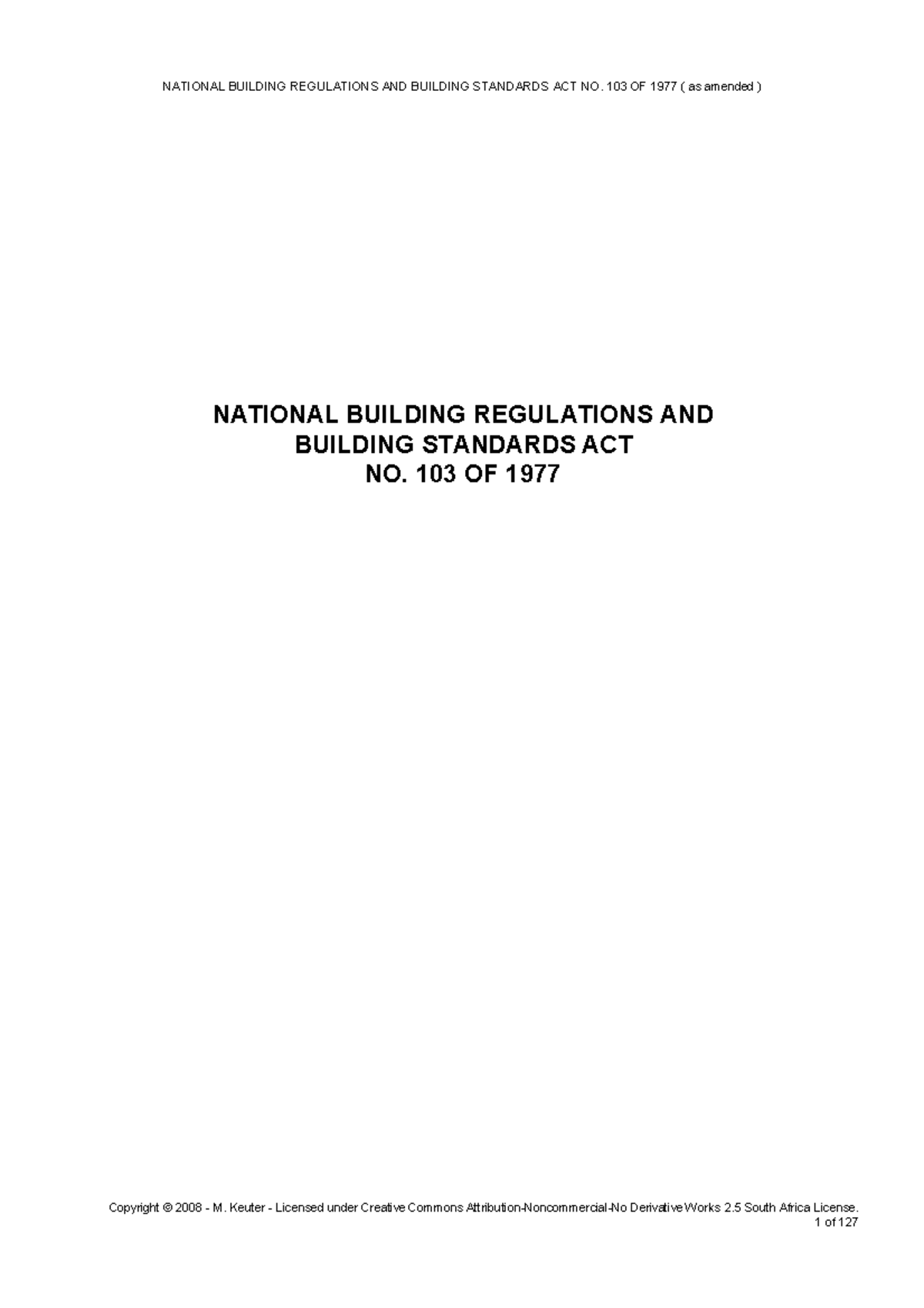 National building standards act - NATIONAL BUILDING REGULATIONS AND ...