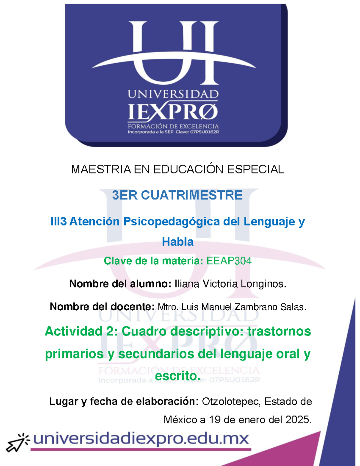 Cuadro Descriptivo de Trastornos del Lenguaje - MAESTRIA EEAP 3ER ...