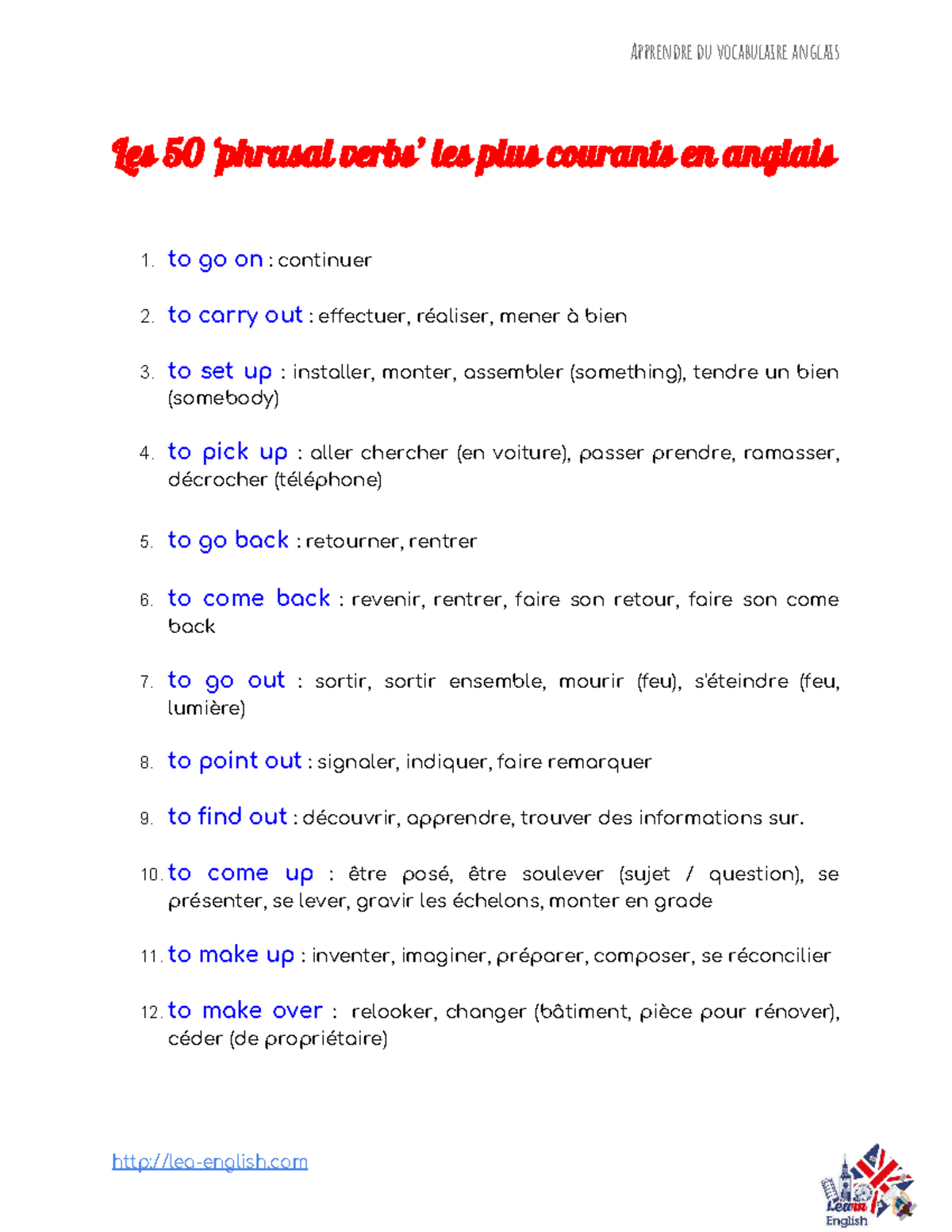 Les 50 phrasal verbs les plus courants en anglais - Étude complète ...