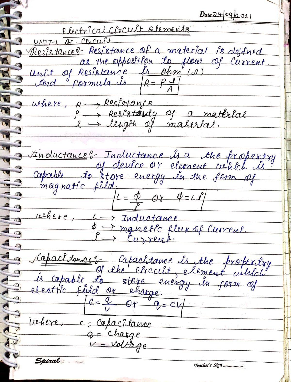 Basic Electrical - Notes - Date. Electrical Circuit Elements D. circuit ...