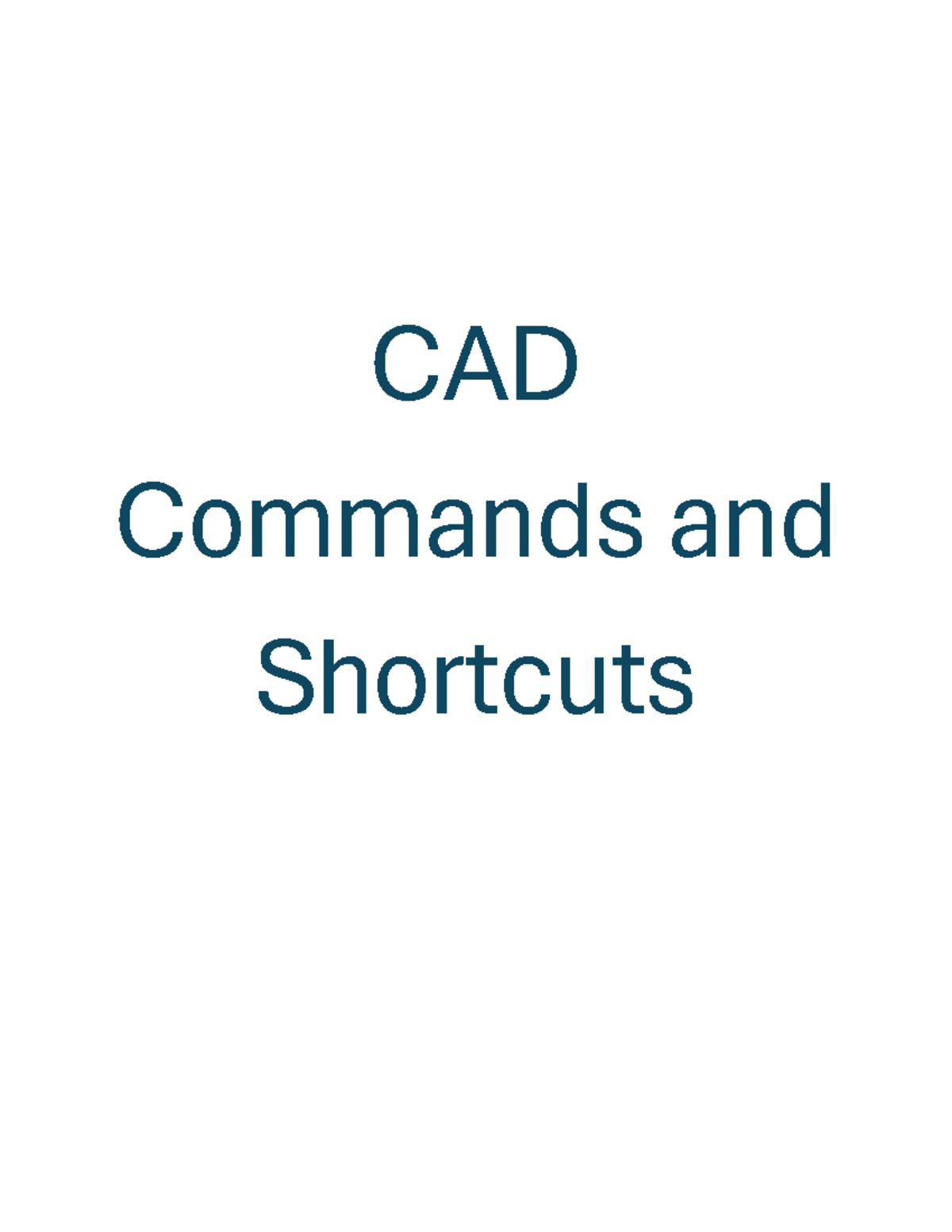CAD Commands & Shortcuts: Essential Functions for Design - Studocu