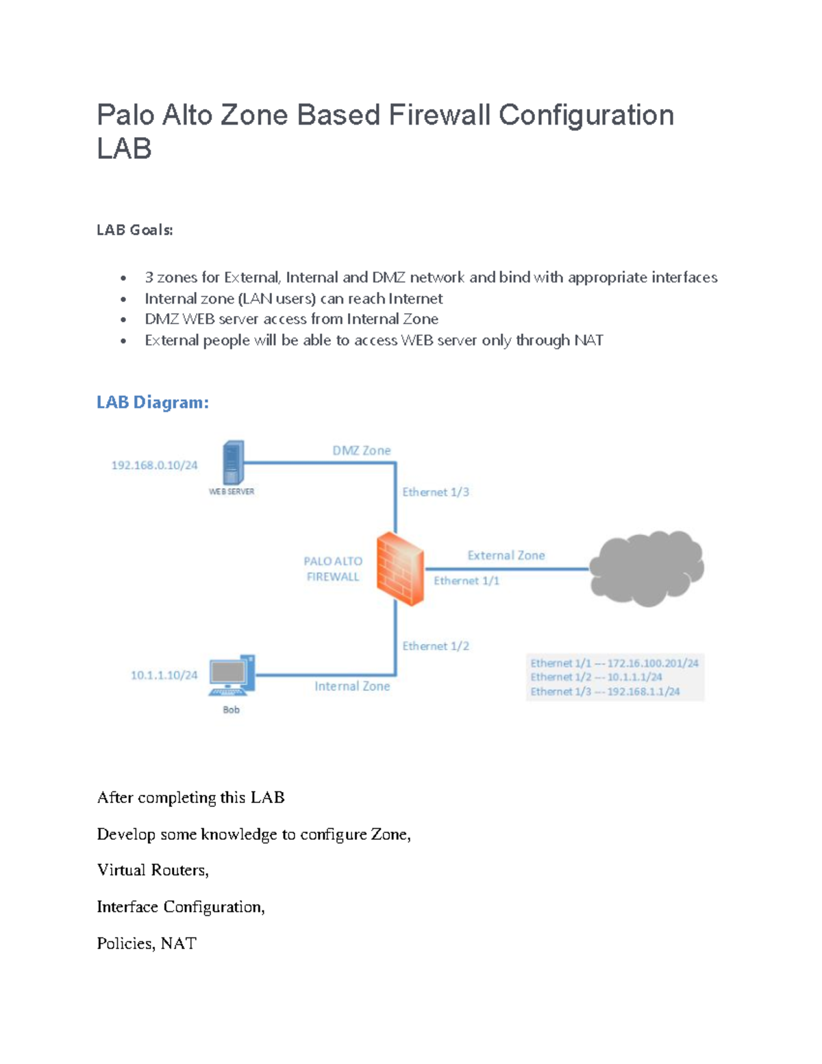 LAB 1 -Palo Alto Zone Based Firewall Configuration LAB - Palo Alto Zone ...