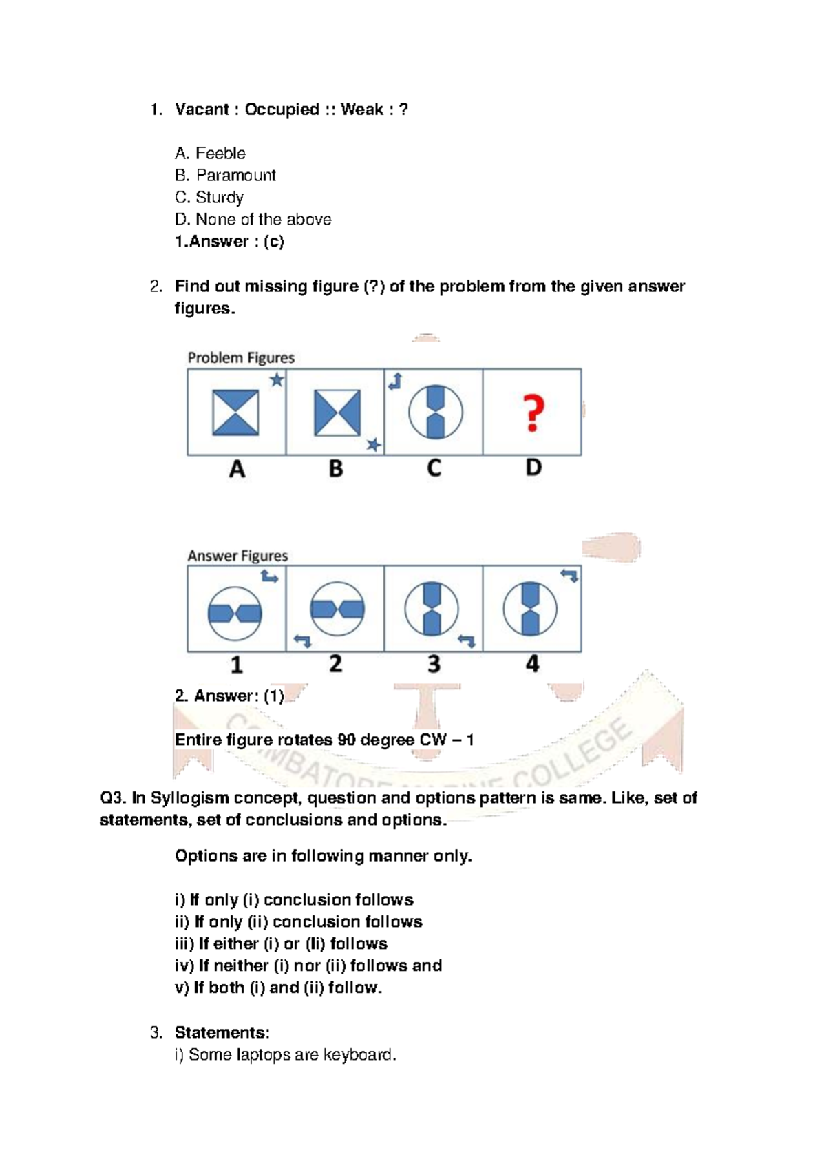General Aptitude - 2 - Practice Questions and Answers - Studocu