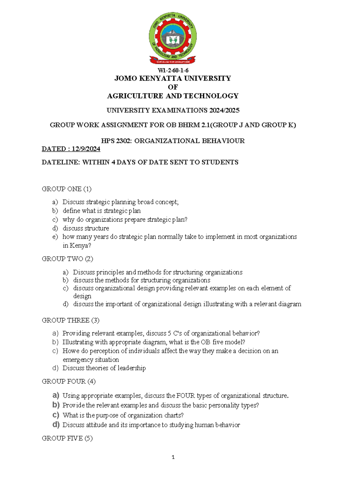 BHRM 2: OB Group Work Assignment - Strategies & Structures Analysis ...