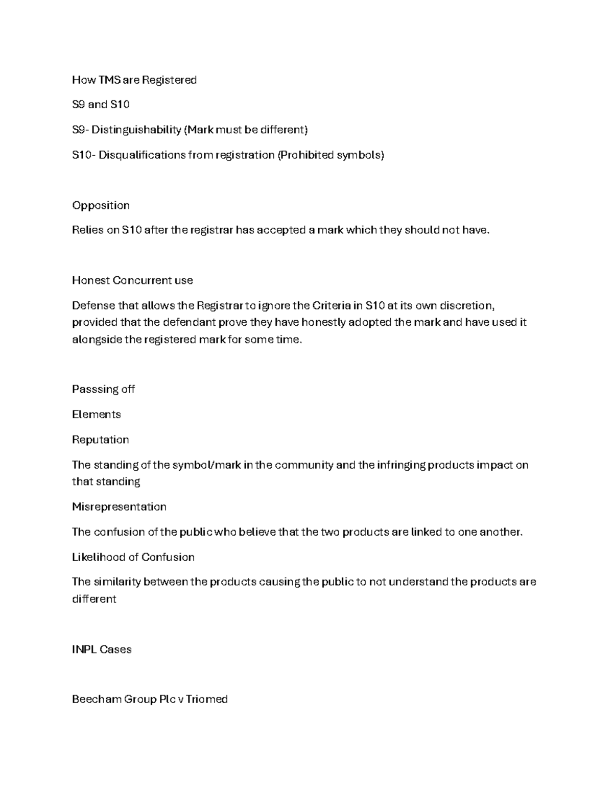 INPL Cases: TMS Registration, Distinguishability & Misrepresentation ...