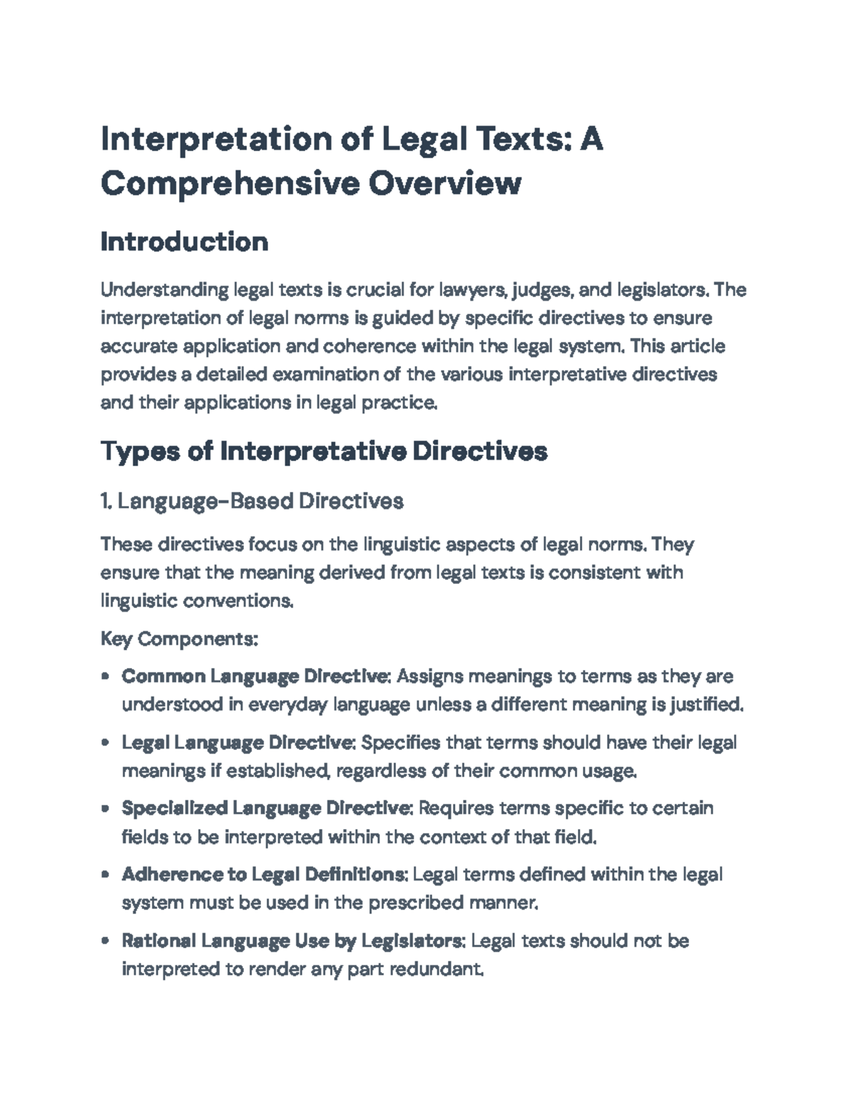 Interpretation of Legal Texts: Comprehensive Overview and Directives ...