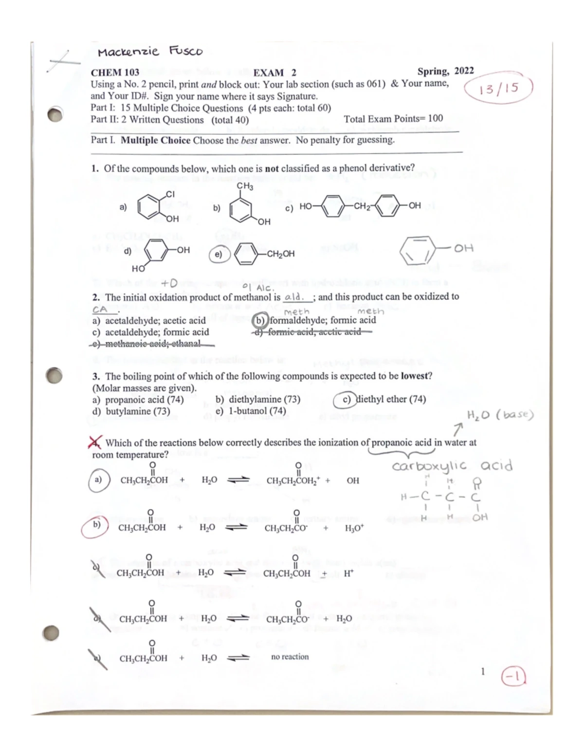CHEM 103 Midterm Exam 2 Study Guide and Review - Studocu