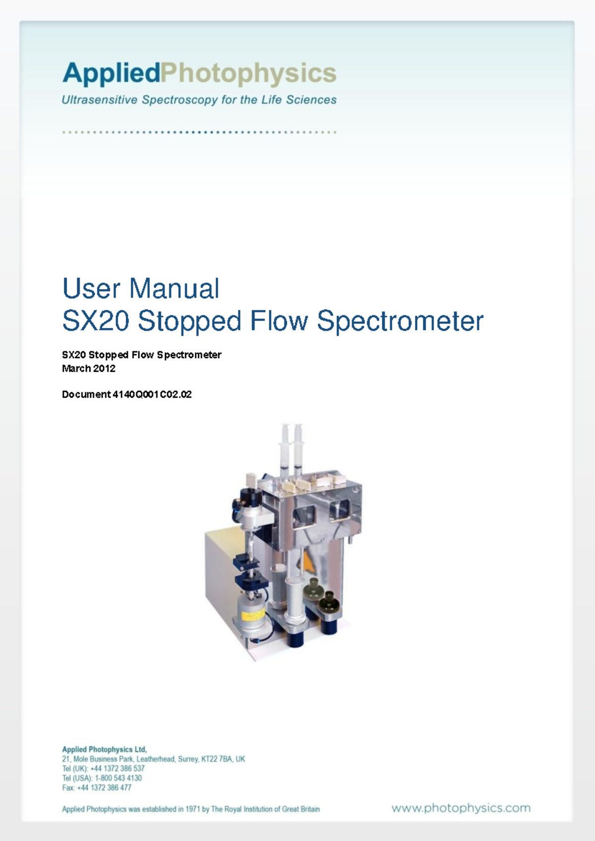 User Manual for SX20 Stopped Flow Spectrometer (March 2012) - Studocu
